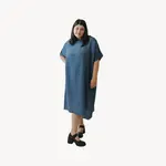 Crinkle Balloon Dress - Denim