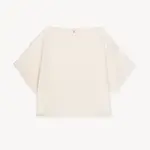 Crinkle Long Sleeve Boat Top - Cream