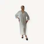 Striped Crinkle Shirt Dress - Charcoal