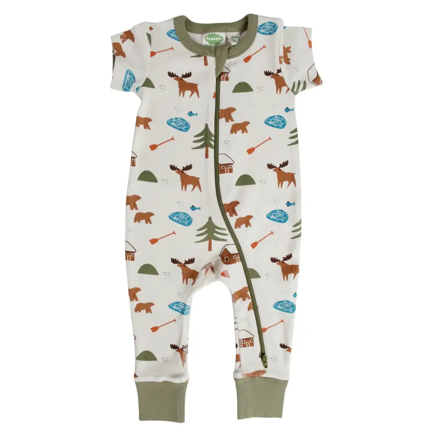 Parade Organics Short Sleeve Print 2 Way Zip Romper Oh Canada