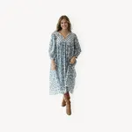 Mira Midi Dress - Neema Blue/White with Nilima Front Panel - XS
