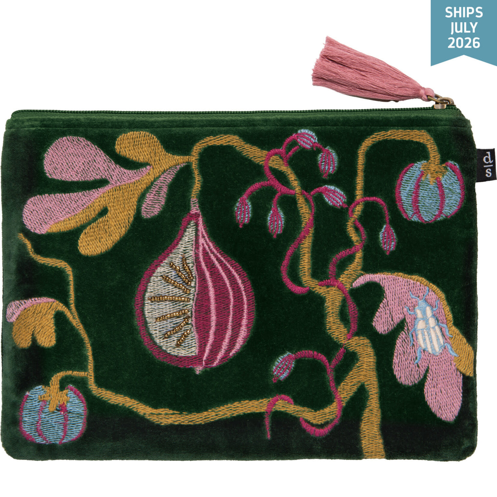 Danica Pome Embroidered Flat Pouch