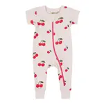 Parade Organics Short Sleeve Print 2 Way Zip Romper Cherries