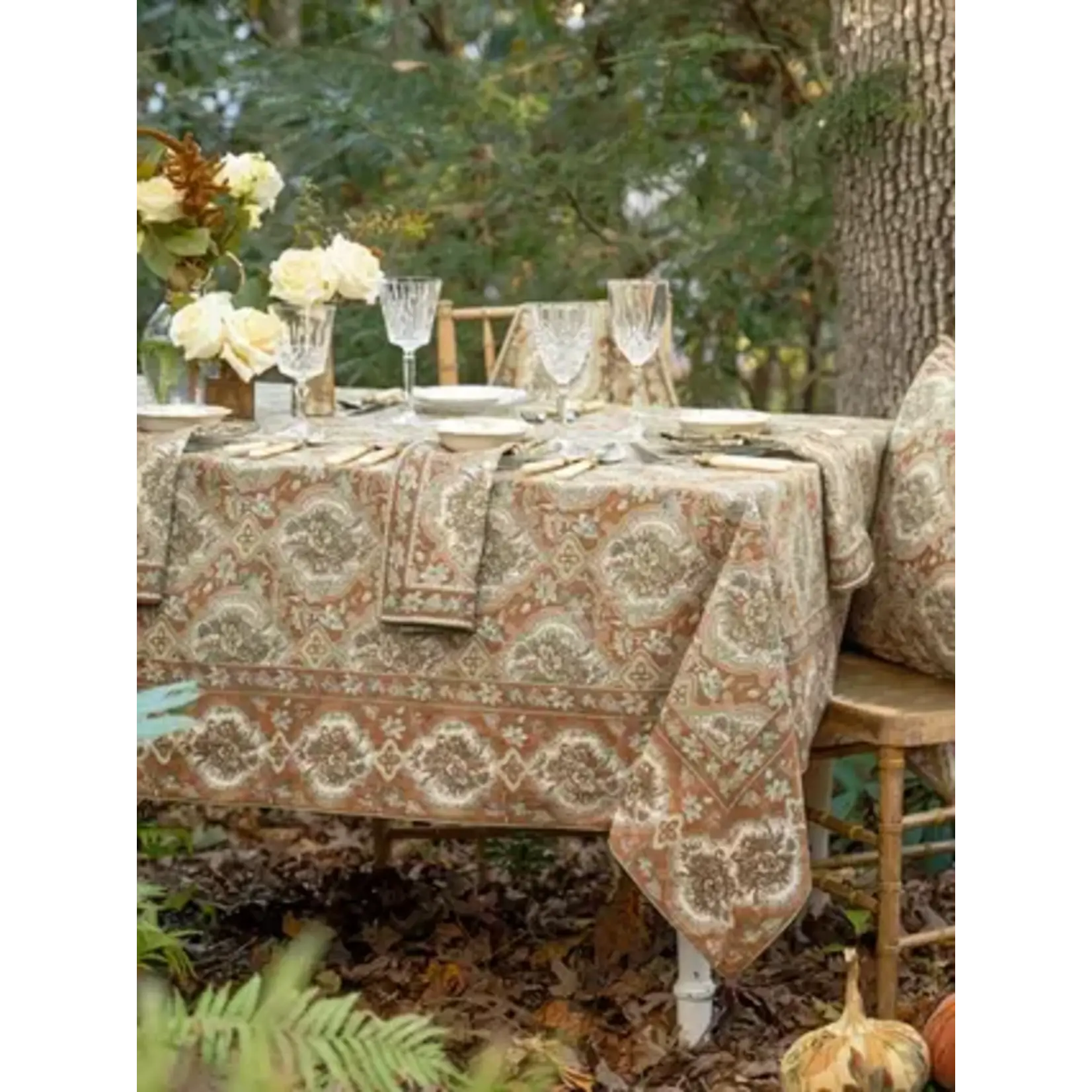 April Cornell Timeless Tapestry maple Tablecloth  60x90
