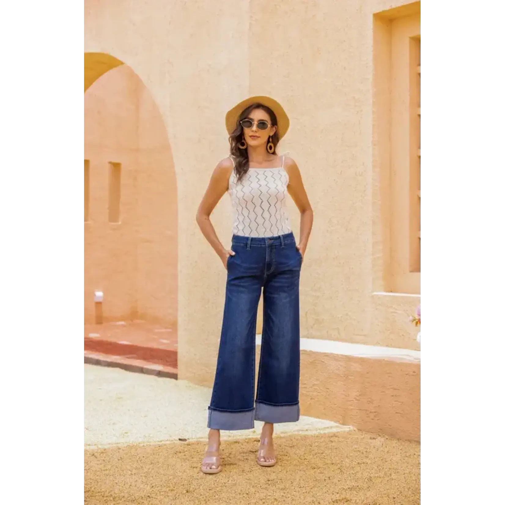 Orange Fashion Village Folded Flare Denim