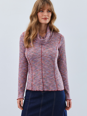 FDJ CABERNET DENIM COWL TOP