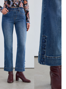 FDJ BUTTON HEM PULL-ON JEANS