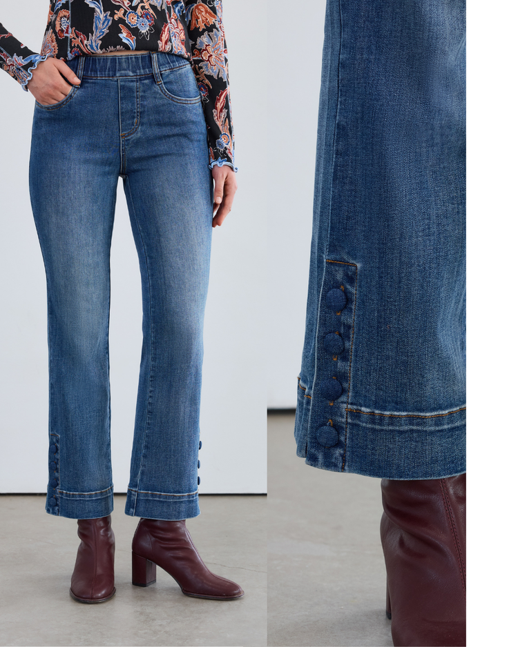 FDJ BUTTON HEM PULL-ON JEANS