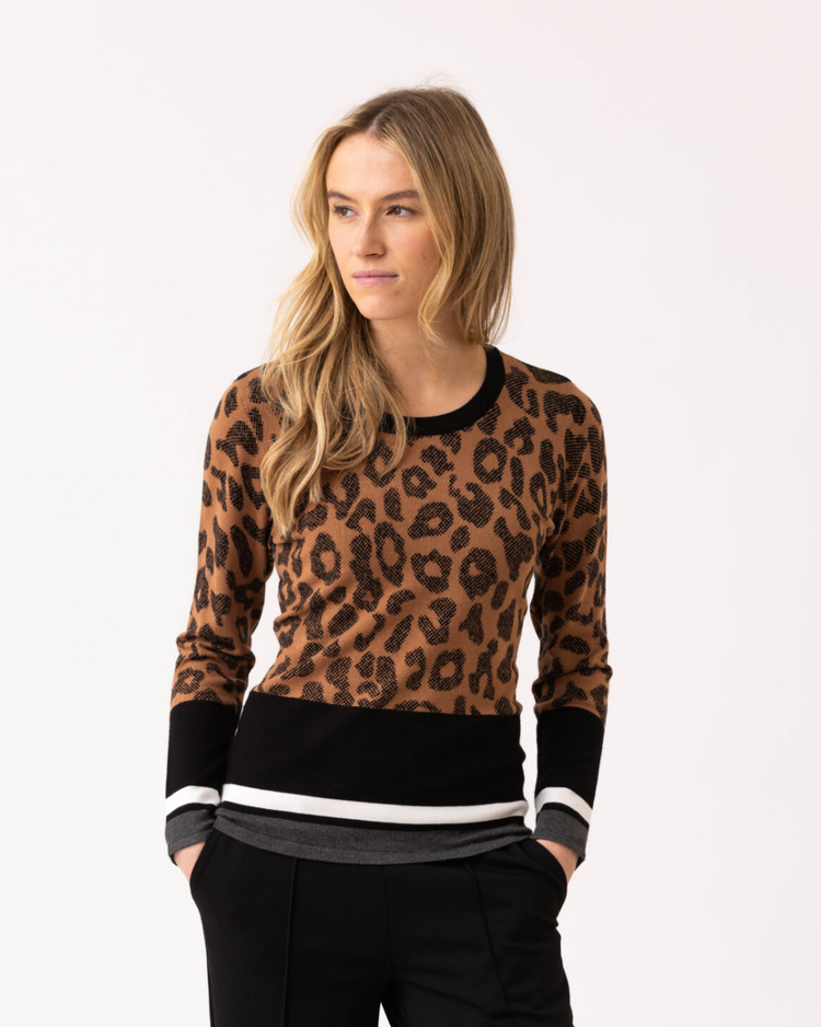 MARBLE CHEETAH RUN KNIT TOP