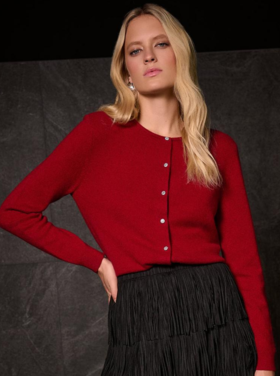 JOSEPH RIBKOFF ICONIC CHERRY CASHMERE CARDIGAN