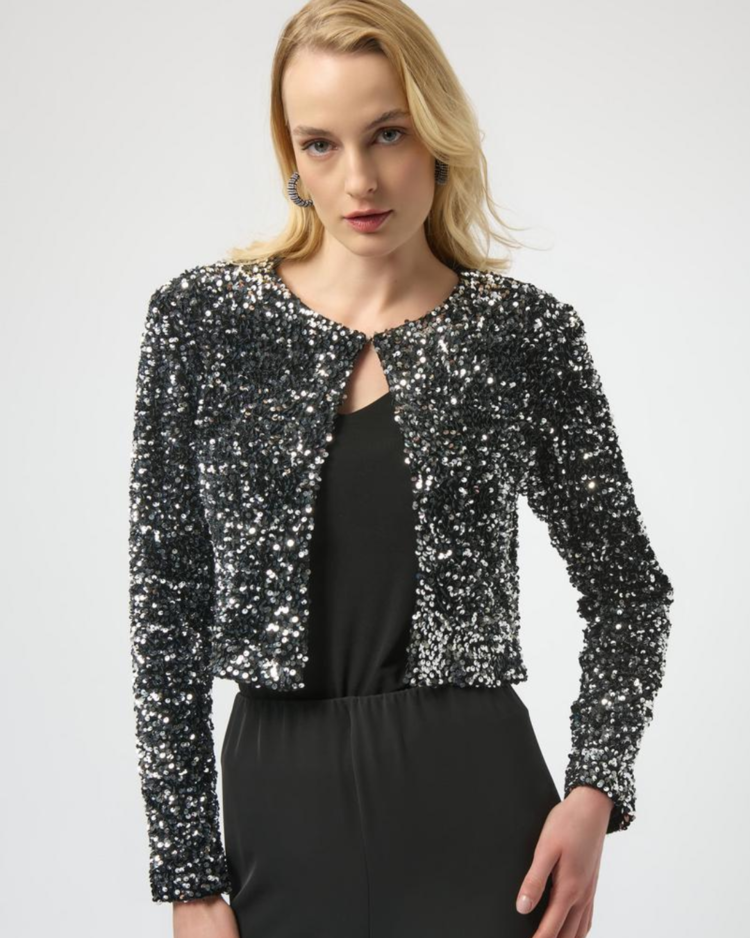 JOSEPH RIBKOFF GLITTERING LIGHTS SEQUIN SHRUG