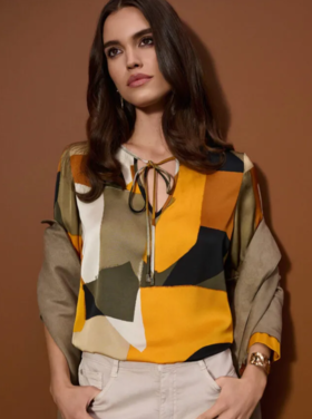 JOSEPH RIBKOFF ARTIST PRINTED BLOUSE