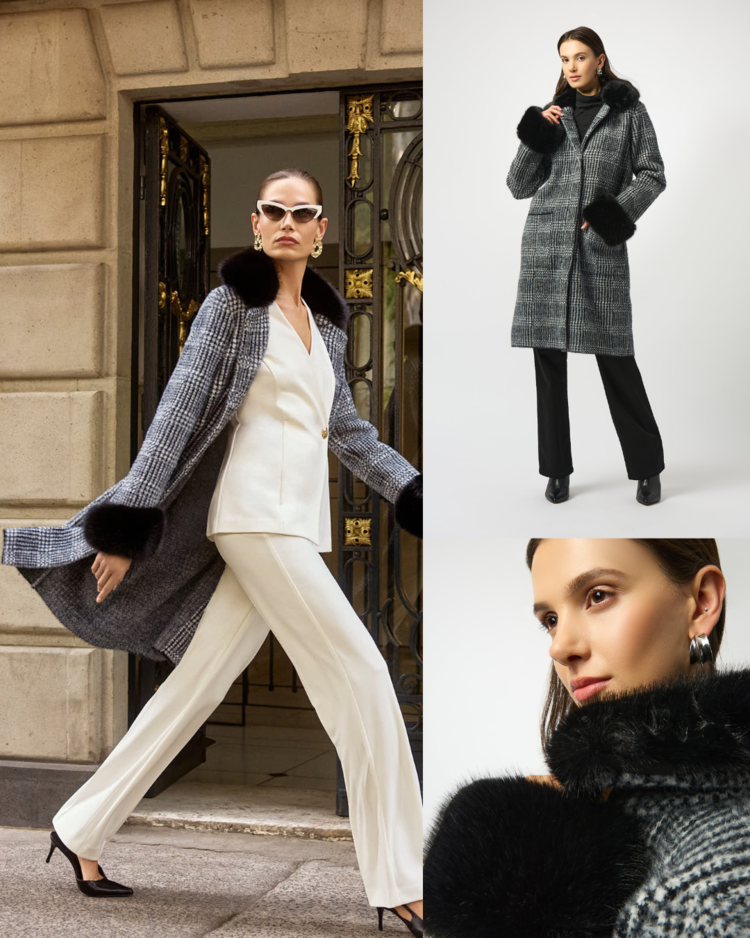 JOSEPH RIBKOFF MANHATTAN PLAID COAT