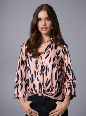 JOSEPH RIBKOFF BLUSH ANIMAL TOP