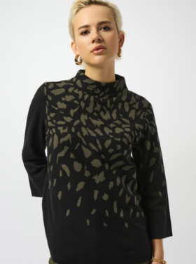 JOSEPH RIBKOFF OLIVE MOSAIC SWEATER