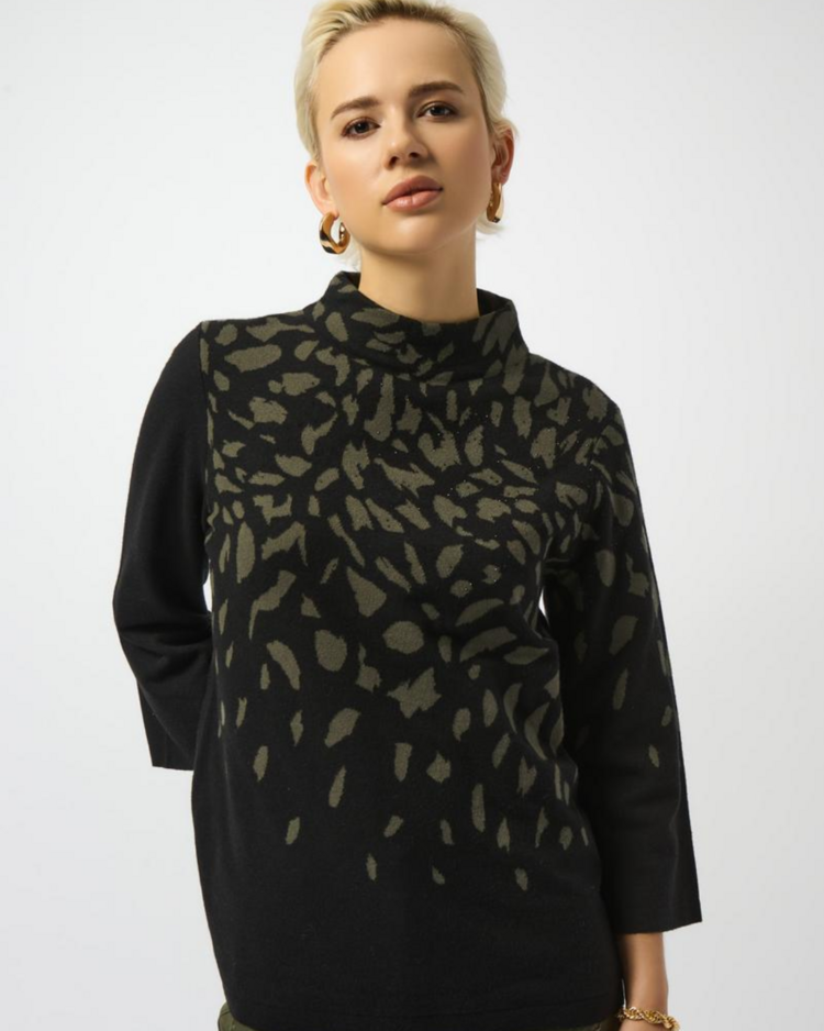 JOSEPH RIBKOFF OLIVE MOSAIC SWEATER