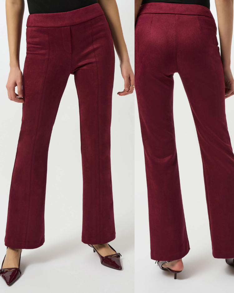 JOSEPH RIBKOFF MERLOT SUEDE FLARE PANT