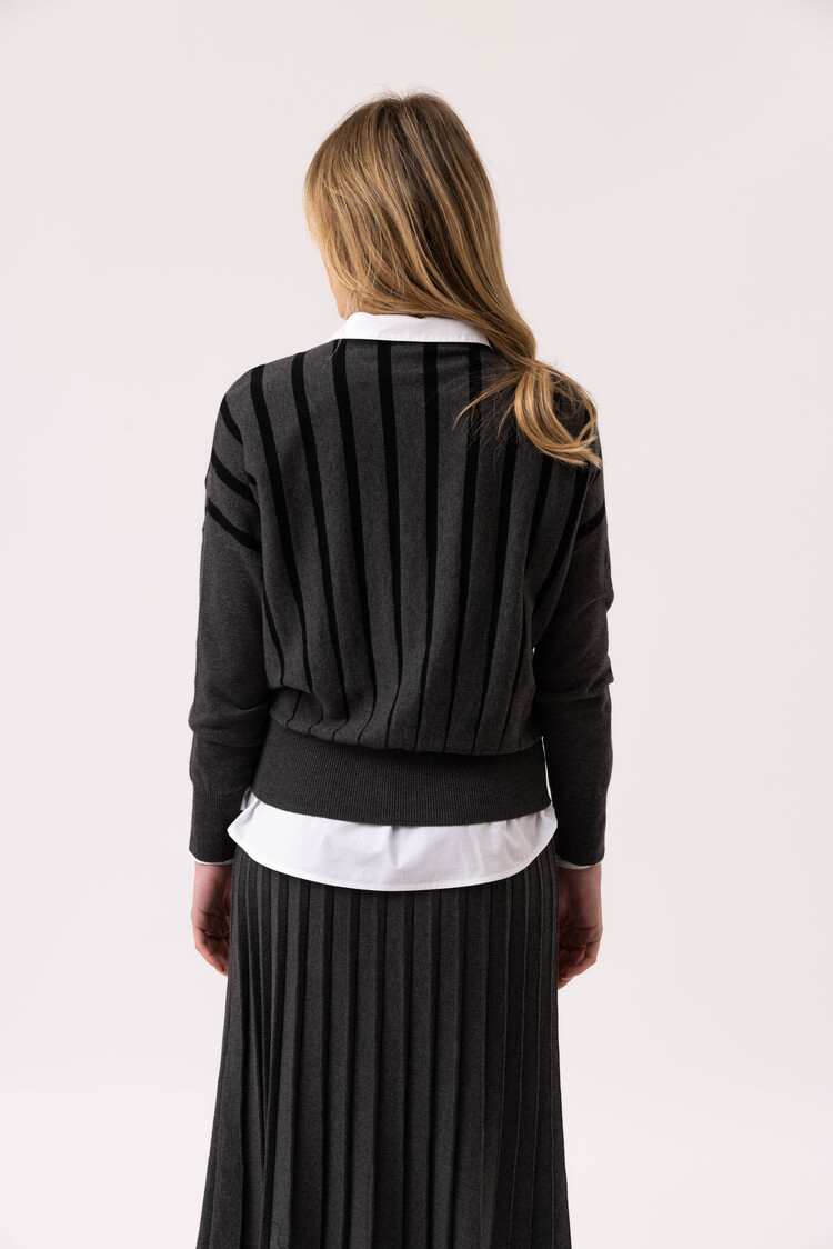 MARBLE CHARCOAL STRIPE SWEATER