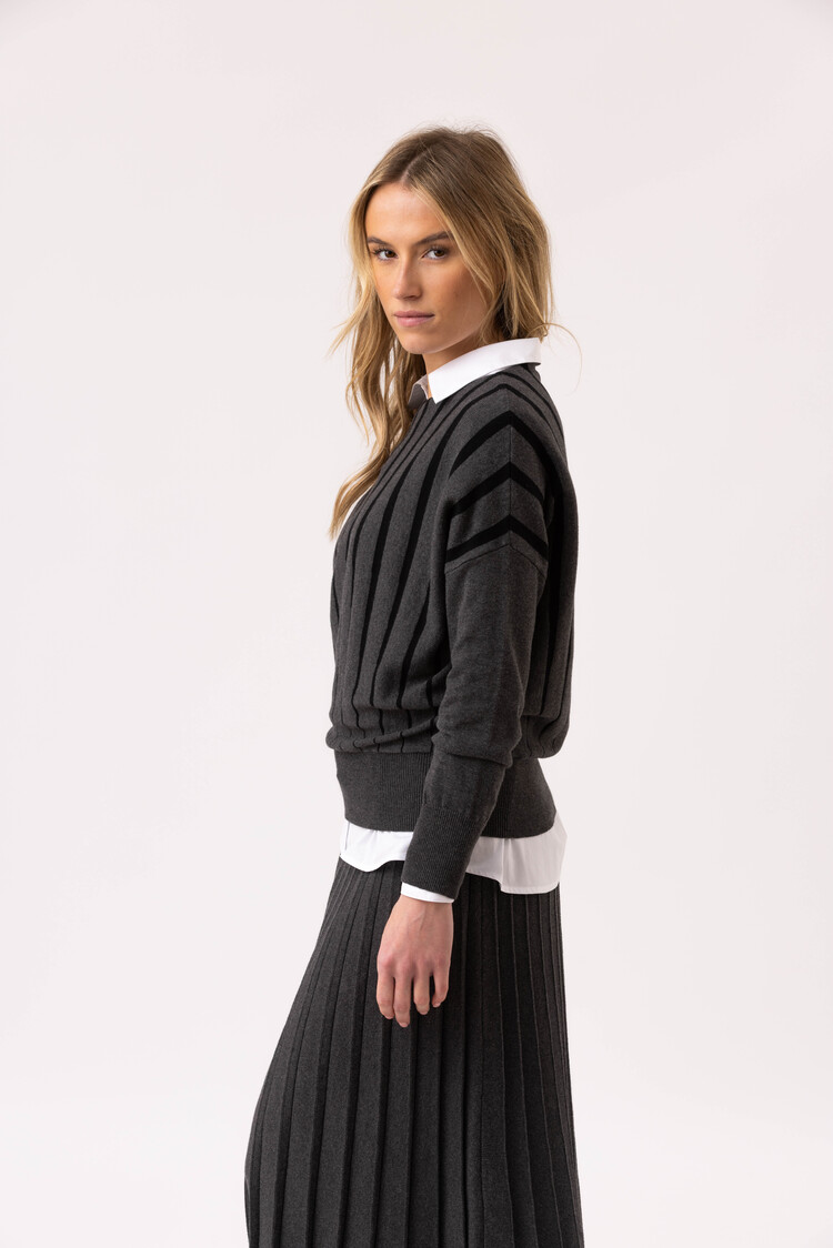 MARBLE CHARCOAL STRIPE SWEATER