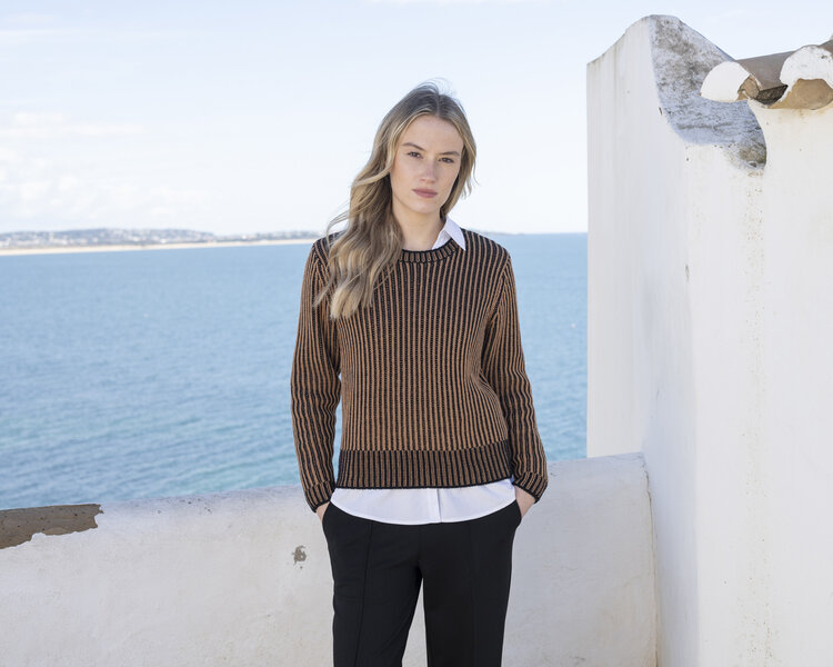 MARBLE MOCHA MOUSE RIB SWEATER