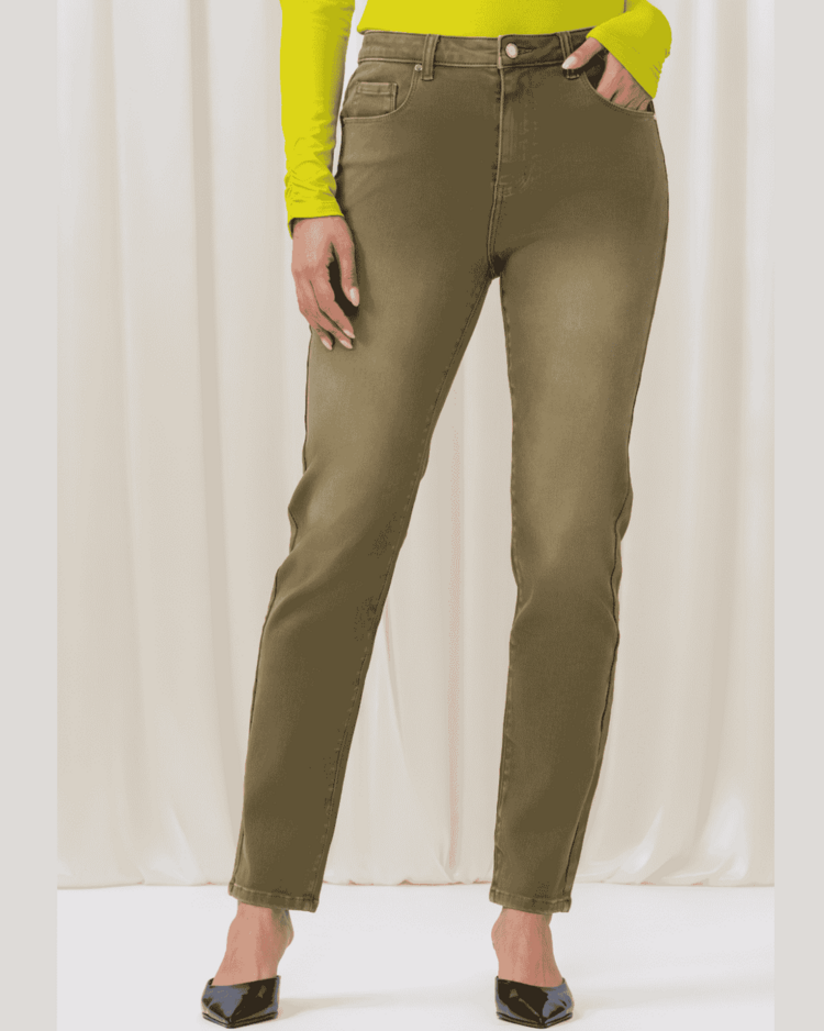 ELANA WANG KHAKI STRAIGHT JEANS