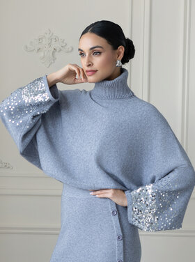 ELANA WANG SEQUIN HEATHER SWEATER