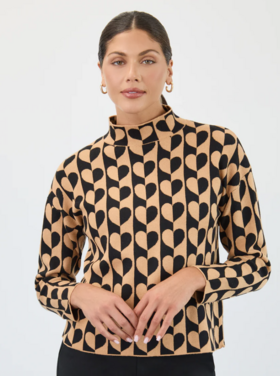 FDJ LOVE  MOCK NECK JAQUARD SWEATER