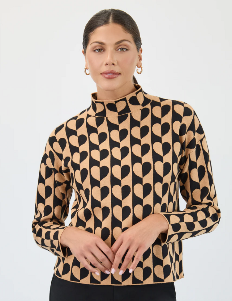 FDJ LOVE  MOCK NECK JAQUARD SWEATER