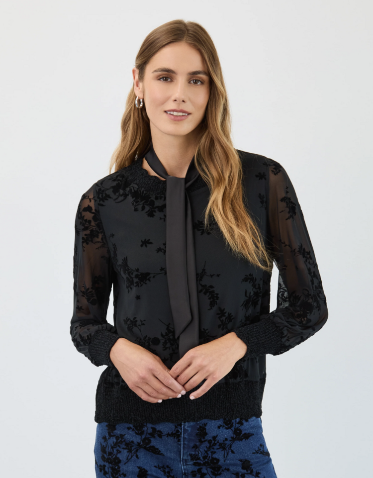 FDJ VELVET ROSES FLOCKED MESH SWEATSHIRT