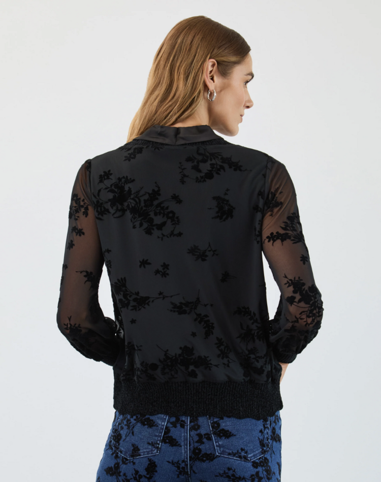 FDJ VELVET ROSES FLOCKED MESH SWEATSHIRT