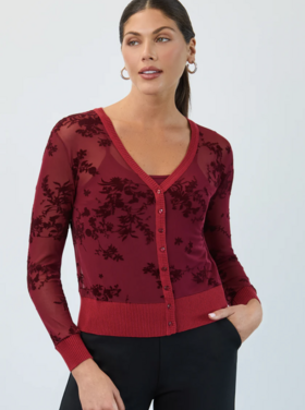 FDJ ROSE GARDEN VELVET 2PC MESH CARDIGAN