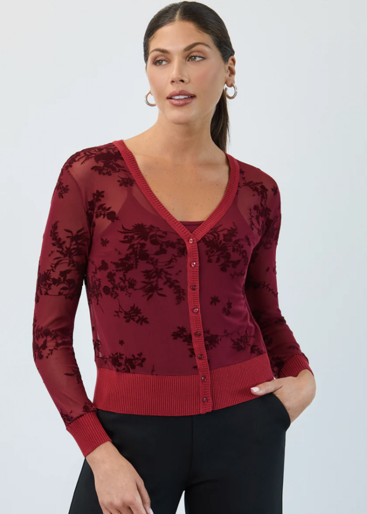FDJ ROSE GARDEN VELVET 2PC MESH CARDIGAN