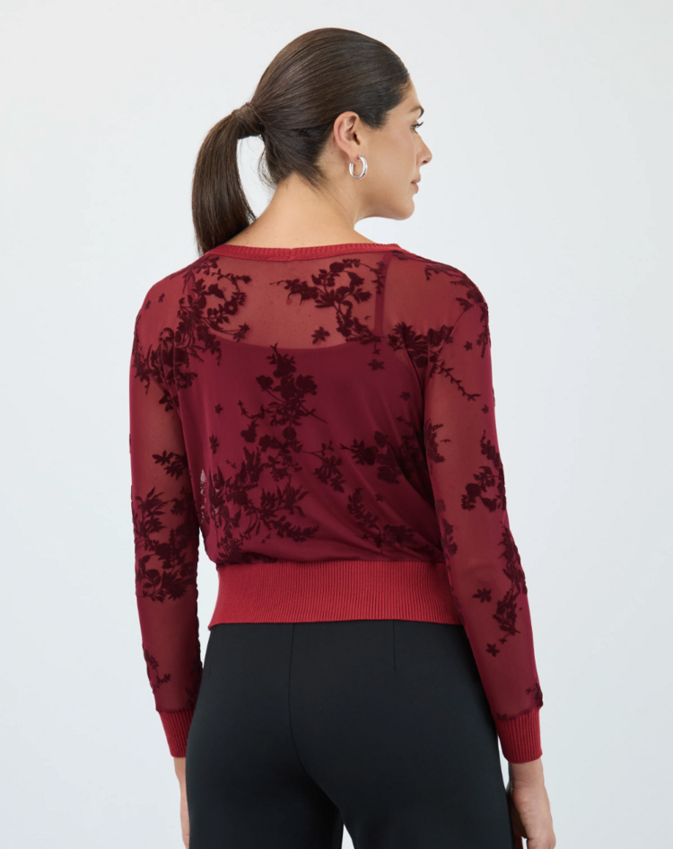 FDJ ROSE GARDEN VELVET 2PC MESH CARDIGAN