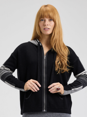 ZAKET & PLOVER ONYX STIRPE ZIP HOODIE