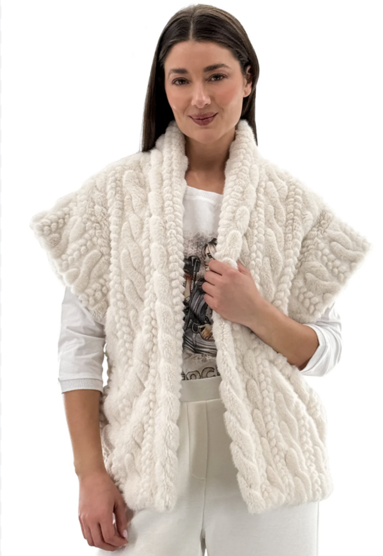 ORLY CABLE FAUX FUR VEST
