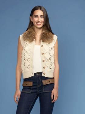 OO LA LA FUR CROCHET SWEATER  VEST