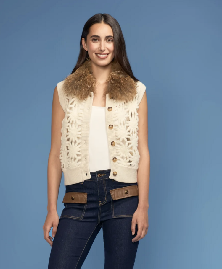 OO LA LA FUR CROCHET SWEATER  VEST