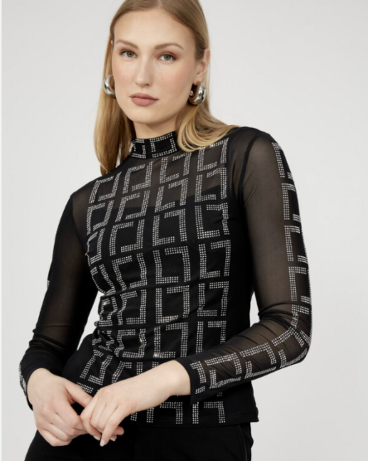 FRANK LYMAN DIAMOND SHINE MESH TOP