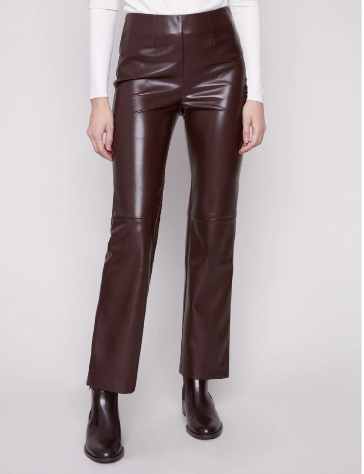 CHARLIE B. CRANBERRY FAUX LEATHER PANT