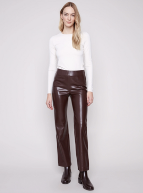 CHARLIE B. CRANBERRY FAUX LEATHER PANT