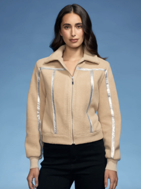 OO LA LA CARAMEL METALLIC ZIP JACKET
