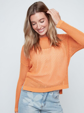 RENUAR ORANGE CITRUS CROCHET TOP