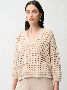 JOSEPH RIBKOFF CROCHET SAND TOP