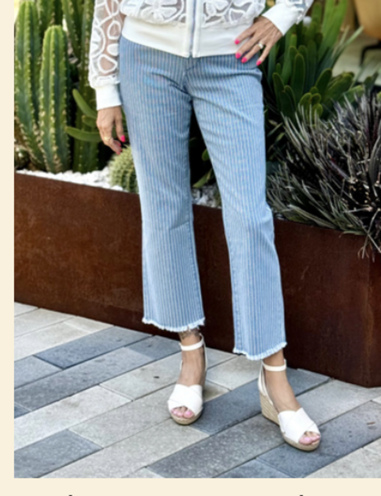 JOSEPH RIBKOFF STRIPE JEAN