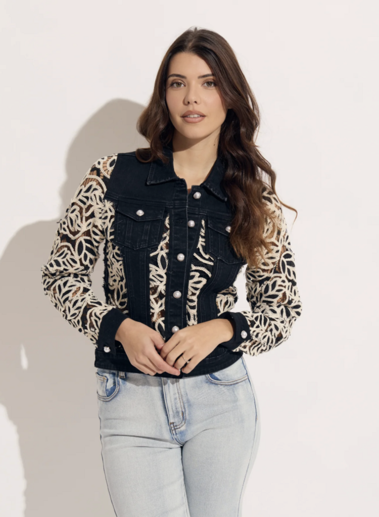 OO LA LA CROCHET DENIM JACKET