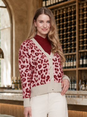RENUAR CLARET LEO CARDIGAN SWEATER