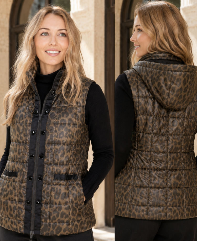 RENUAR LEOPARD JEWEL LIGHTWEIGHT VEST