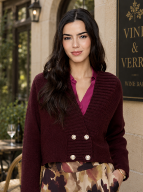 RENUAR CABERNET CARDIGAN