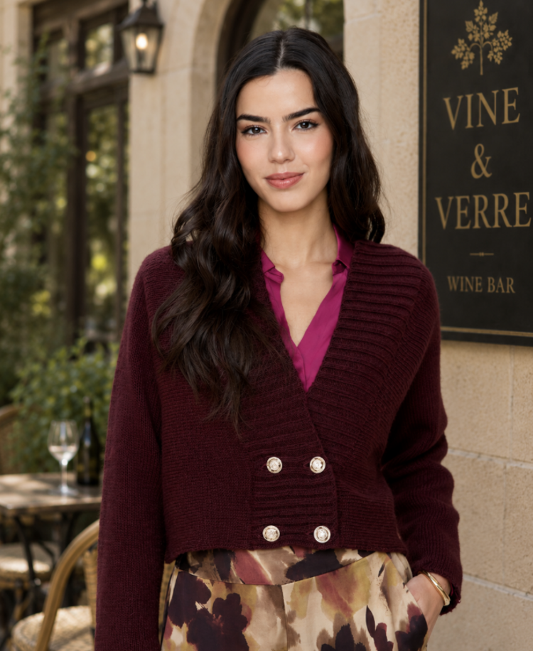 RENUAR CABERNET CARDIGAN