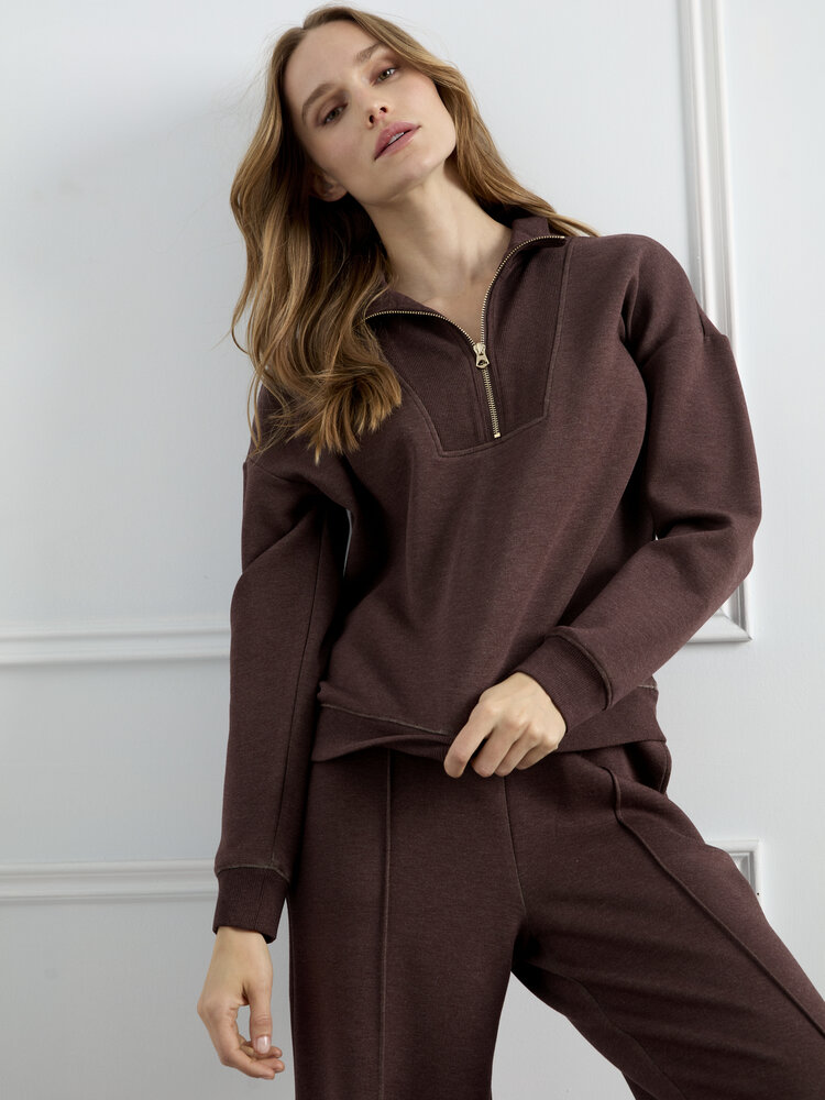 CHARLIE B. ESPRESSO HALF ZIP SWEATSHIRT